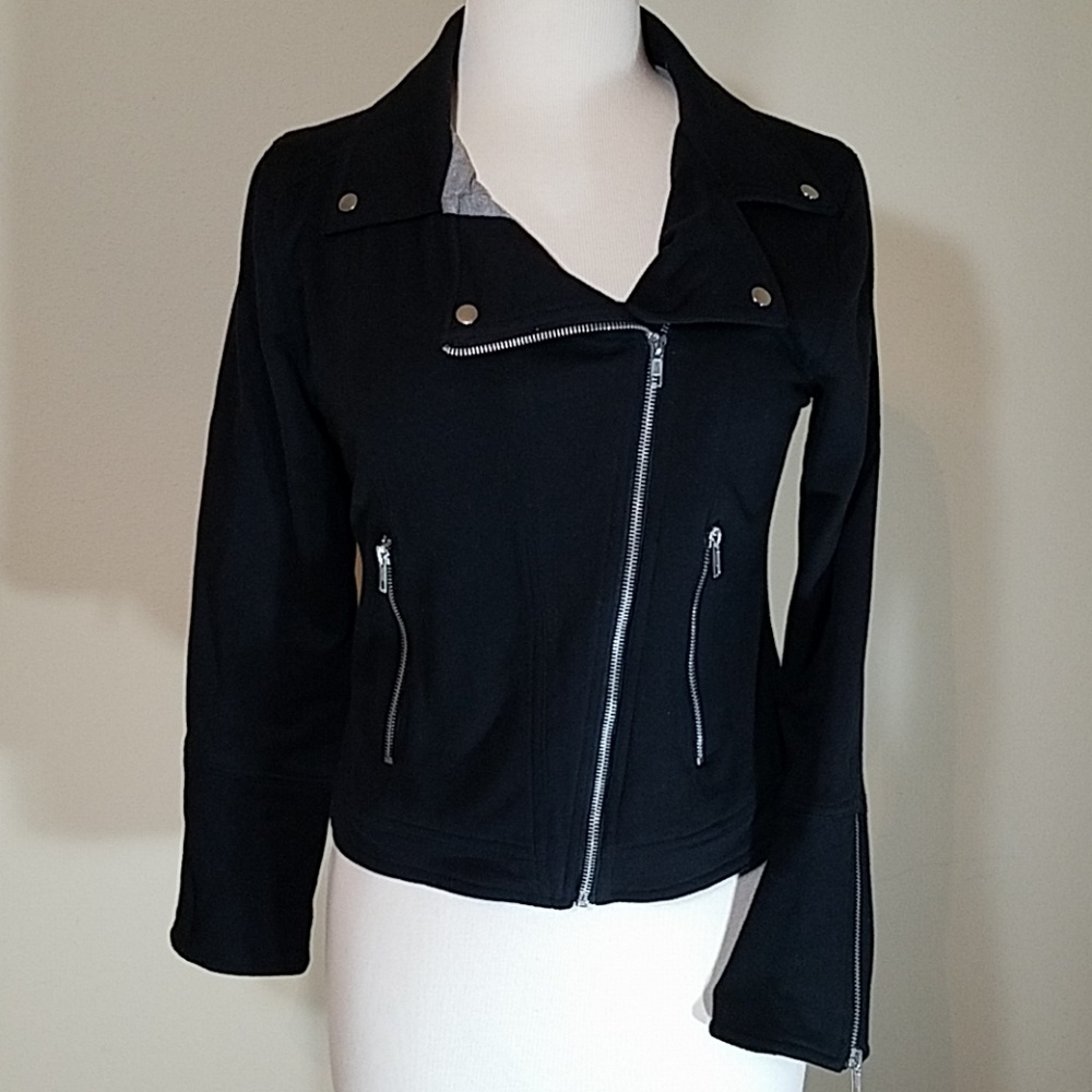 Cynthia Rowley 100% cotton black Moto Jacket Small